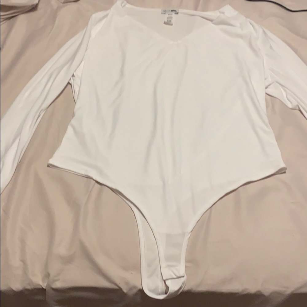 White & Black v neck bodysuit